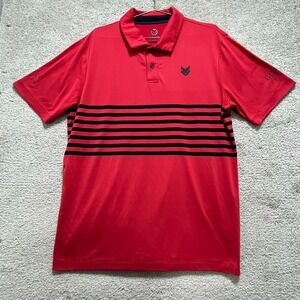 Atlas Premier Polo Shirt Men's Large Red Black Striped Golf‎ Prfkt Short Sleeves